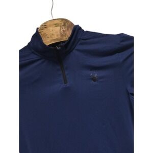 Spyder Active Sport Jacket Mens Size Medium QuarterZip Dark Blue Pockets Outwear